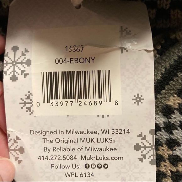 MUK LUKS Aztec Tribal Bootie Slippers White Gray Black Womens Medium 5 6 7 - Picture 9 of 10